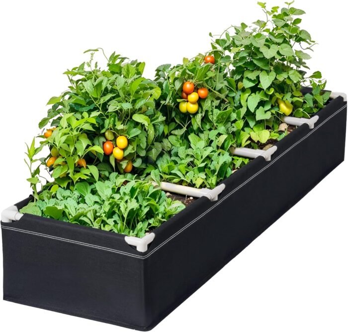HIRALIY Fabric Raised Beds,Elevated Raised Garden Grows Beds for Outdoor Gardening,Portable Garden Planters,Planter Box for Growing Flowers and Vegetables（6.2 x 1.62 x 1 Ft）