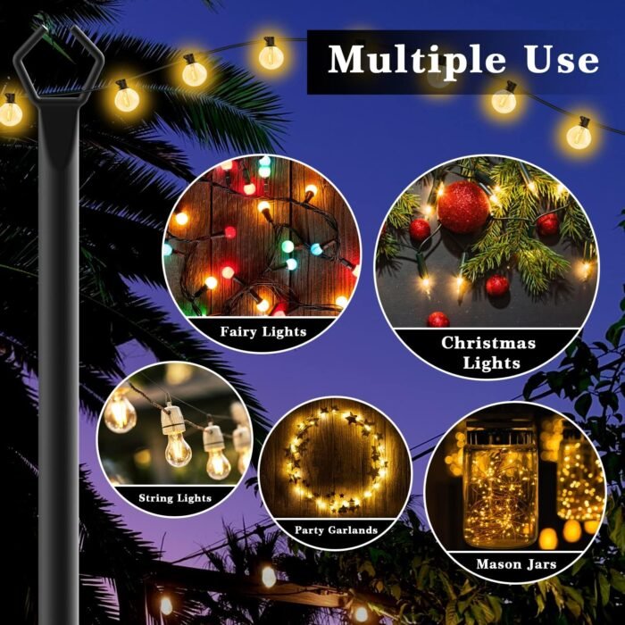 Aulimhti 10Ft Metal Poles with Fork for Outdoor String Lights,2 Pack Light Stand for Outside Garden,Patio,Wedding,Backyard,Deck,Party - Image 7