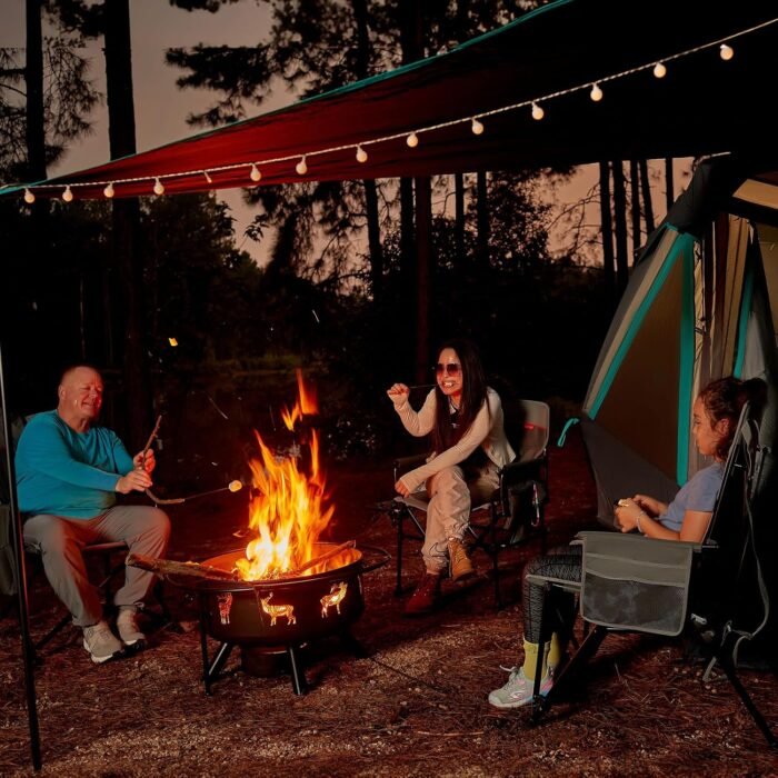 TIMBER RIDGE Oversized Heated Camping Chair for Outdoor Sports, High Back Padded Lawn Chair for Adults, Supports Up to 500lbs with Cup Holder, Side Pocket (Power Bank not Included) - Image 2