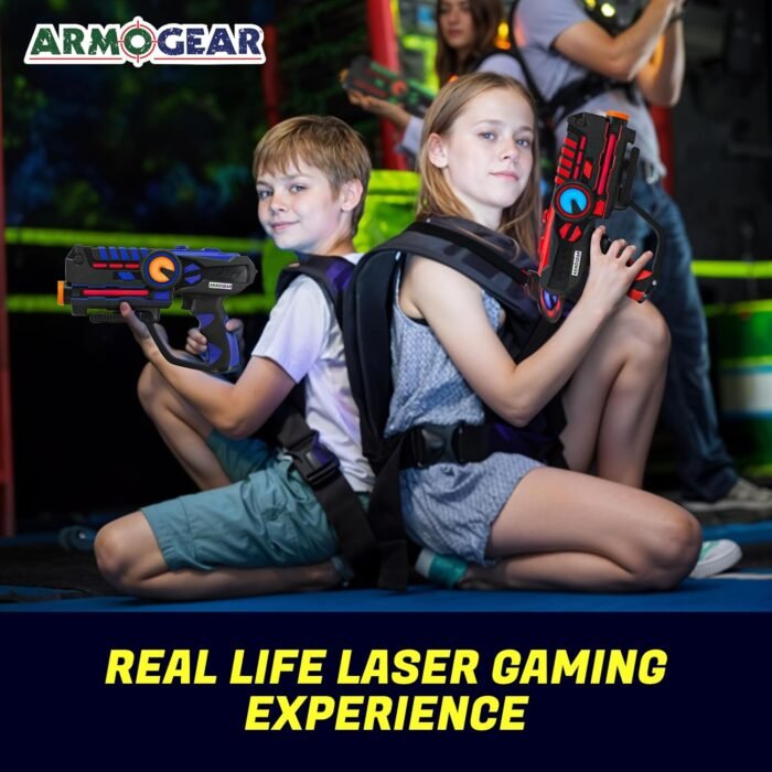 ArmoGear Laser Tag Guns - Set of 4 Rechargeable Kids Toys with Vests - Indoor and Outdoor Multiplayer Laser Tag Set for Kids, Teens, and Adults - Long Range 150 ft - Kids Games for Ages 8 and Up - Image 2