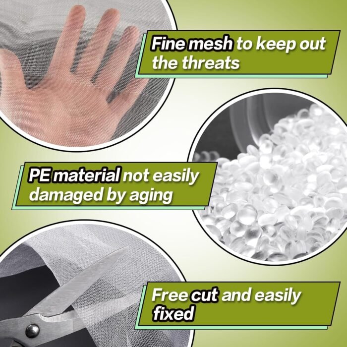 2 Pack10 ft x 6.5ft Garden Netting, Fine Garden Screen Mesh, Plant Covers to Keep Small Animals Out, Garden Barrier Netting for Patio Raised Bed Garden Hoops Vegetables Fruits Flowers Protection - Image 5