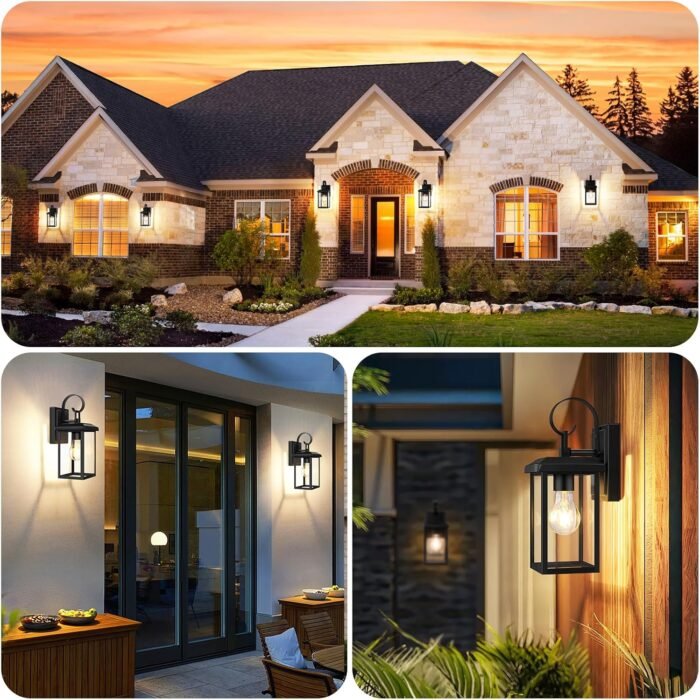 BesLowe 2-Pack Outdoor Wall Light Fixtures, Exterior Lighting Fixtures Wall Mount, Waterproof Porch Lights Outdoor Wall Sconces Lanterns, Modern Outside Lights for House Front Door Garage, Black - Image 7