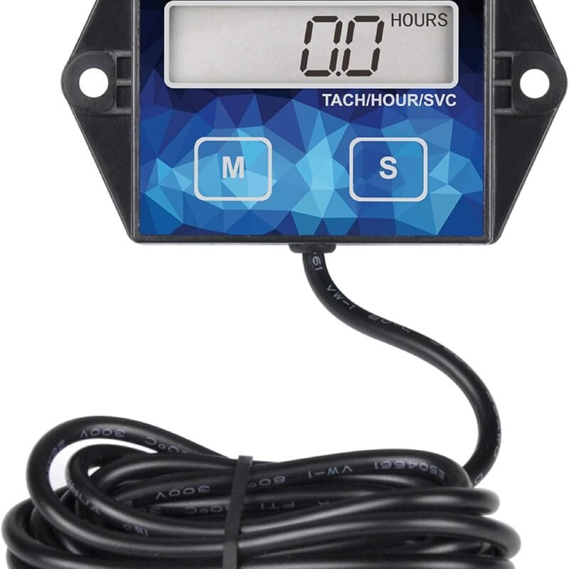 Runleader Small Engine Hour Meter, Digital Tachometer, Maintenance Reminder, Battery Replaceable, User Shutdown, Use for ZTR Lawn Mower Tractor Generator Marine Outboard ATV (1)