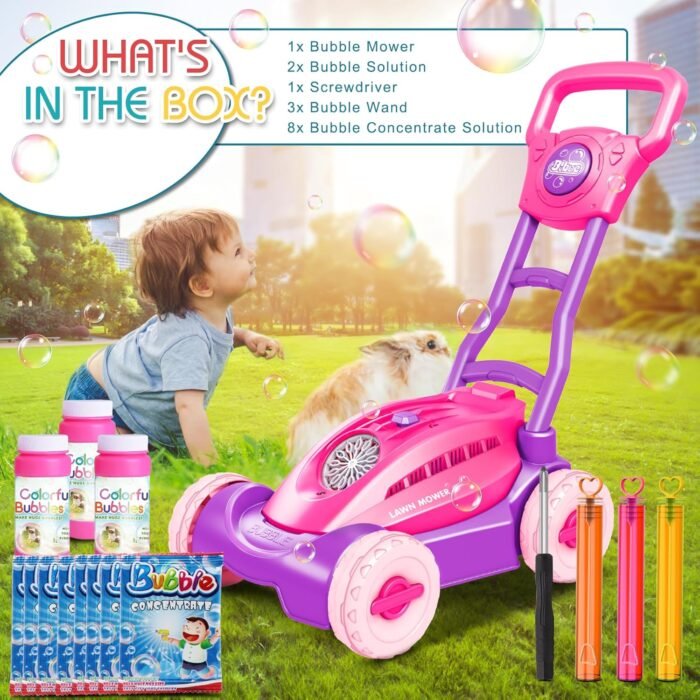 Automatic Bubble Machine Lawn Mower: Outdoor Toy for Toddlers Ages 3-6 - Garden Yard Party Fun - Bubble Maker Gift Idea for Girls - Image 6