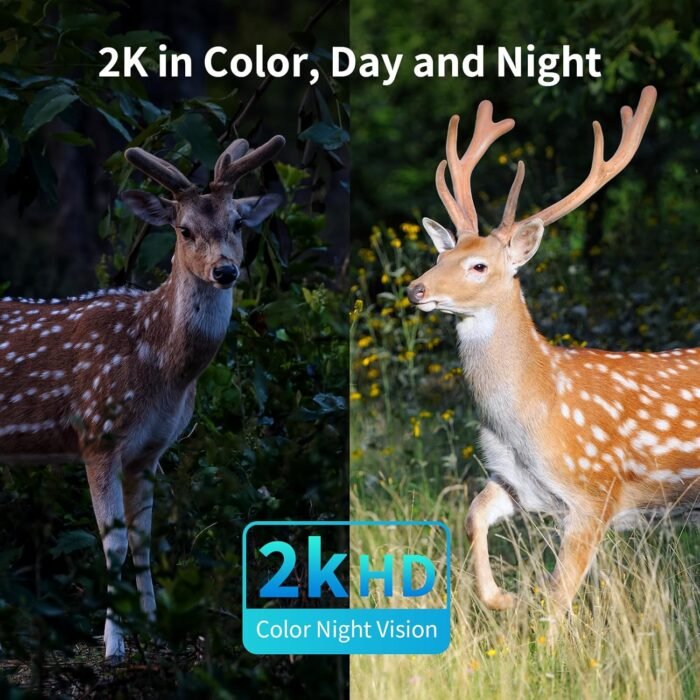 4G LTE Cellular Security Cameras Outdoor, 2 Pack No WiFi Security Camera Solar Powered with 360° View, 2K Color Night Vision, Includes SIM Card(Support Verizon/AT&T/T-Mobile) - Image 5