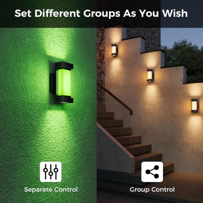 XMCOSY+ Outdoor Wall Lights, 2100LM Smart LED Porch Lights Outdoor, RGBCW Exterior Lighting Sconce, Wi-Fi Control, Compatible with Alexa, IP65 Waterproof, 1 Pack - Image 7