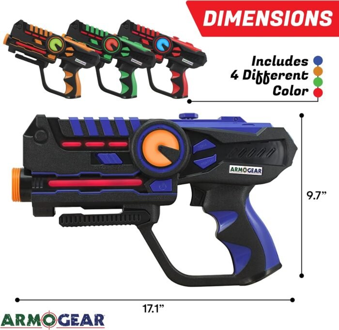 ArmoGear Laser Tag Guns - Set of 4 Rechargeable Kids Toys with Vests - Indoor and Outdoor Multiplayer Laser Tag Set for Kids, Teens, and Adults - Long Range 150 ft - Kids Games for Ages 8 and Up - Image 3