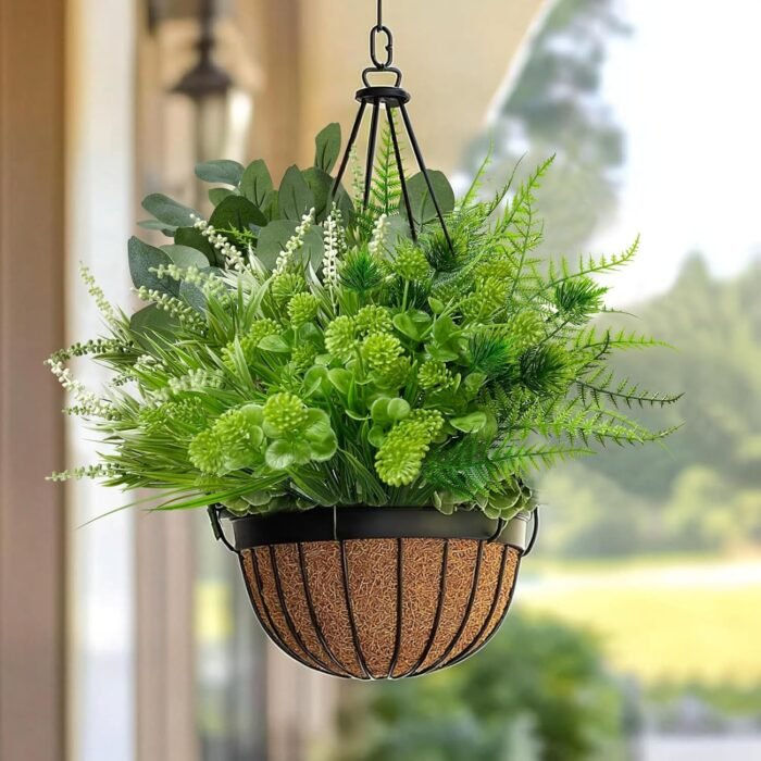 12 Bundles Fake Plants Artificial Plants Outdoor UV Resistant Faux Boston Fern Lavender Eucalyptus Greenery Shrubs Plastic Flowers for Outside Gardens Porch Yards Planter Home Spring Summer Decor - Image 5