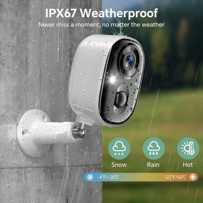 Security Cameras Wireless Outdoor 2K Battery Powered Color Night Vision WiFi Waterproof Surveillance Camera 2 Way Audio Mic Motion Detection Spotlight Alarm SD/Cloud Storage for Indoor Home Kids Pet - Image 5