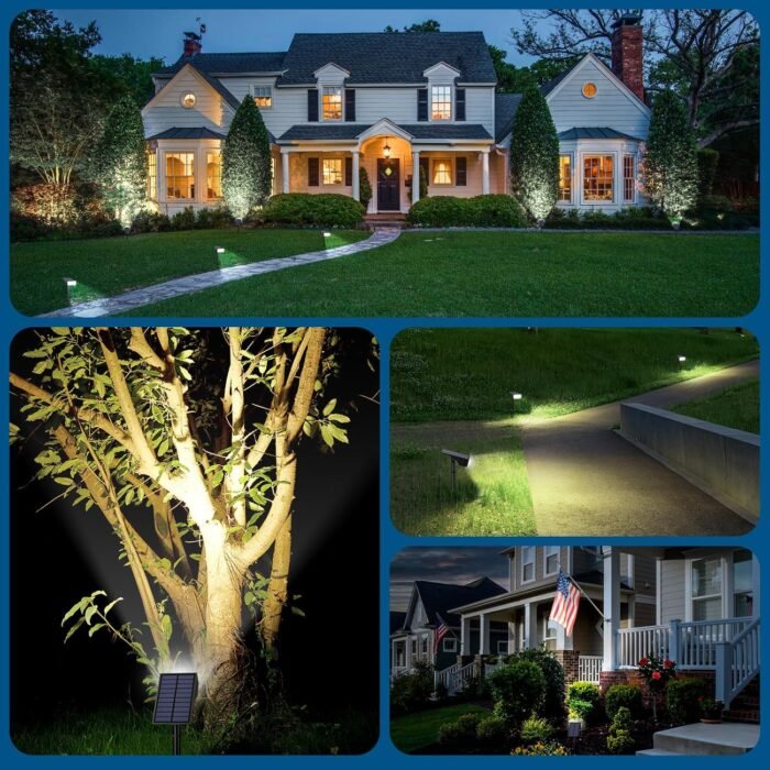Solar Spot Lights Outdoor Waterproof, [12 Pack/4 Modes] Landscape Lighting Spotlights, Auto On/Off LED Solar Powered Yard Garden Flood Solar Light for Outside Pathway Wall Tree Pool,Cool White - Image 6