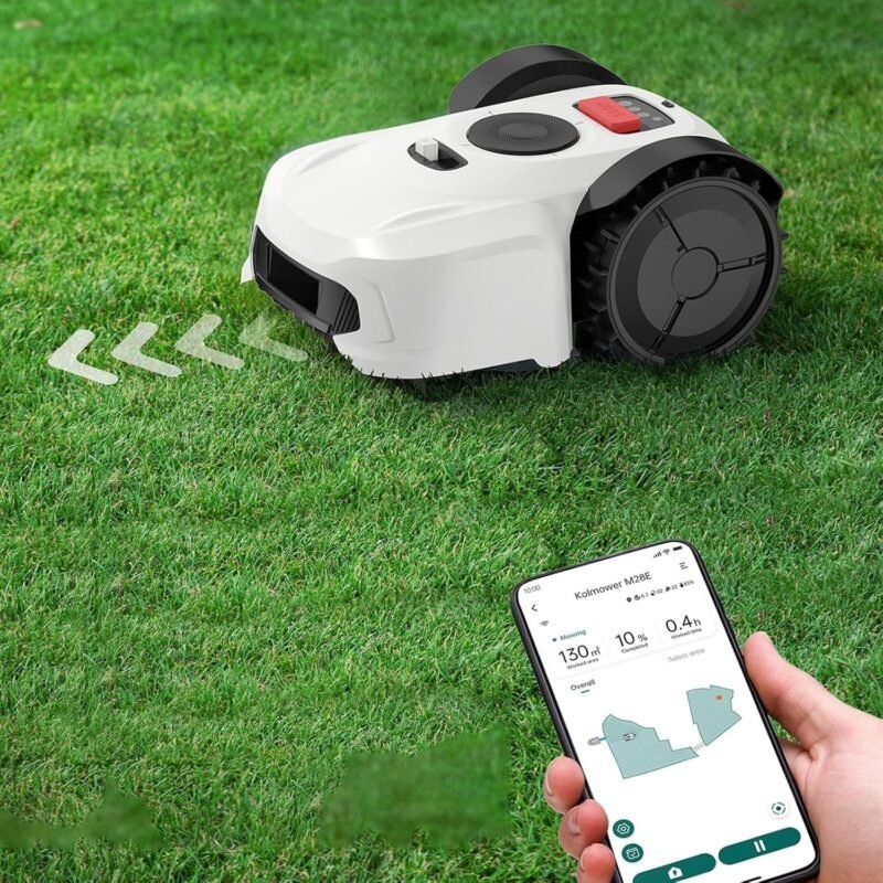 Robotic Lawn Mower with Rain Sensor & Boundary Wire, Automatic Lawnmower with Smart Navigation,and APP-Controlled Systematic Mowing, Covering up to 0.25 Acres with 36% Slope Support