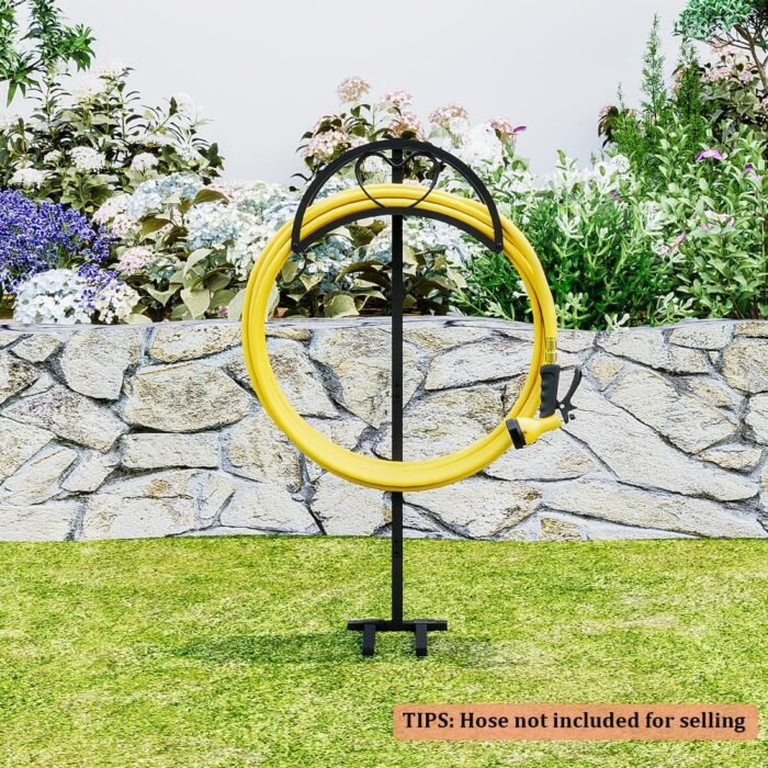 AZERPIAN Garden Hose Holder Freestanding Hose Holder Heavy Duty Metal Detachable Hose Reel Stand Water Hose rack For Outside (Black, 15.35 * 6.3 * 41.34) - Image 6