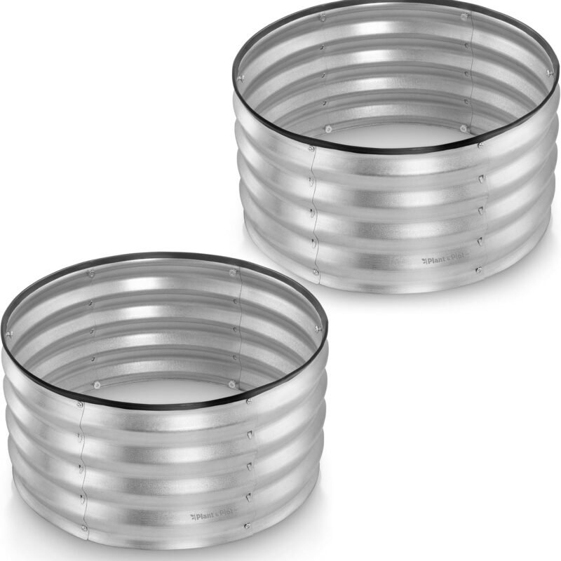 Galvanized Raised Garden Beds Outdoor // 2×2×1 ft (2-Pack) Planter Raised Beds for Gardening, Vegetables, Flowers // Large Metal Garden Box (Silver) // Patented Tool-Free Design