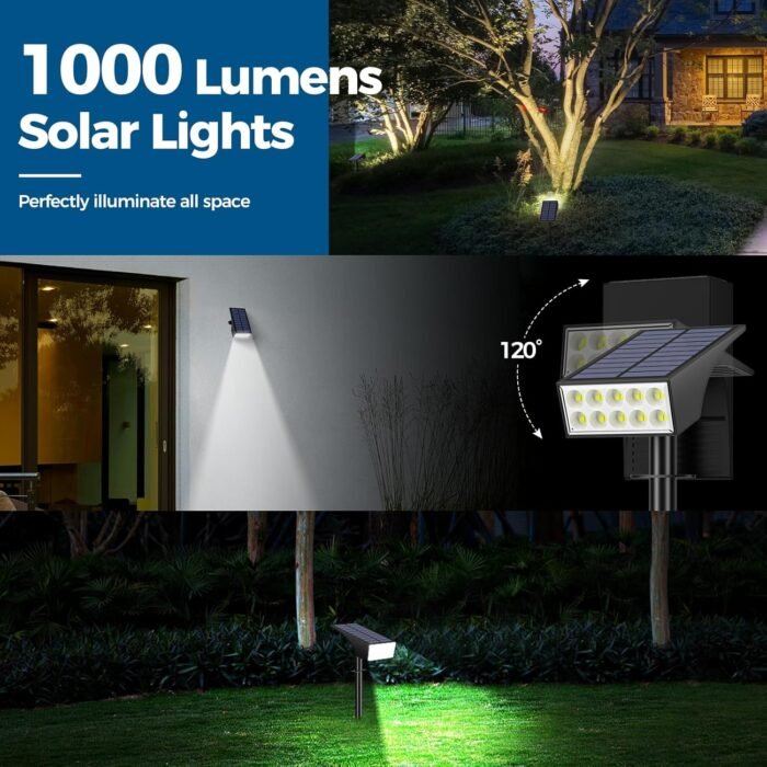 Solar Spot Lights Outdoor Waterproof, [12 Pack/4 Modes] Landscape Lighting Spotlights, Auto On/Off LED Solar Powered Yard Garden Flood Solar Light for Outside Pathway Wall Tree Pool,Cool White - Image 8
