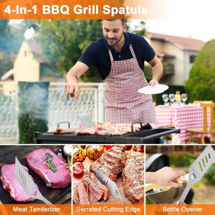 Anpro Grilling Accessories Grill Kit- Grill Set, Grilling Utensil Set, BBQ Accessories, BBQ Kit, BBQ Grill Tools, Grilling Gifts for Father's Day, Smoker, Camping, Kitchen,21 PCS-Standard Silver - Image 4