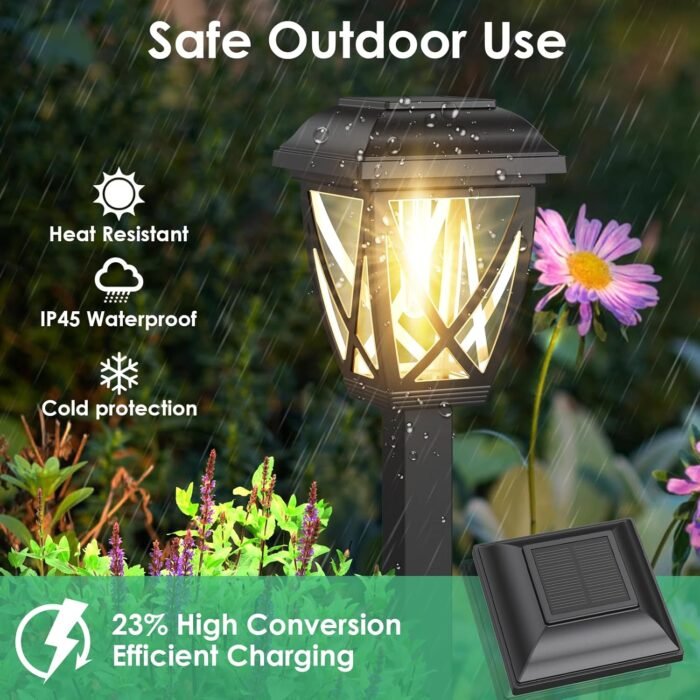 Derynome Solar Lights Outdoor, 10 Pack Solar Garden Lights, Waterproof Solar Pathway Lights for Outside, Outdoor Lights for Garden, Yard, Patio, Landscape, Planter, Walkway Decor, Black, PL001 - Image 3