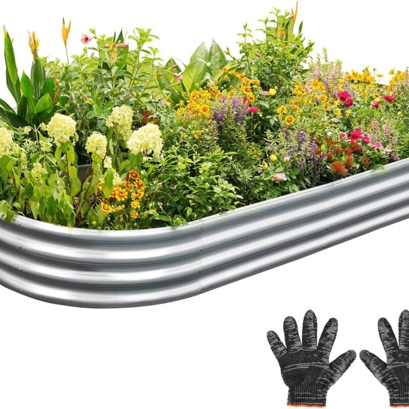 Garden 4x2x1ft Galvanized Raised Garden Bed Kit - Metal Planter Boxes for Vegetables/Herbs/Flowers, Heavy-Duty Steel Outdoor Garden Box with Reinforced Edges(4X2X1FT)