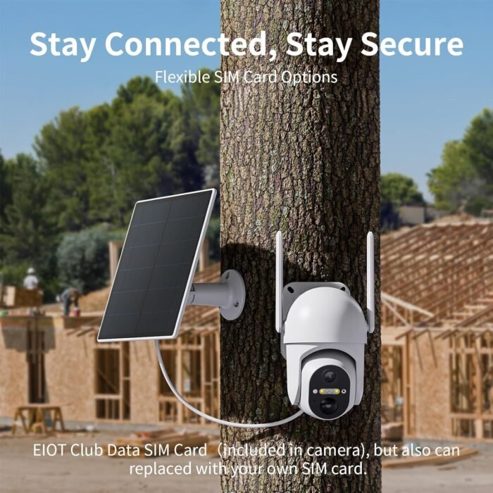 4G LTE Cellular Security Cameras Outdoor, 2 Pack No WiFi Security Camera Solar Powered with 360° View, 2K Color Night Vision, Includes SIM Card(Support Verizon/AT&T/T-Mobile) - Image 4