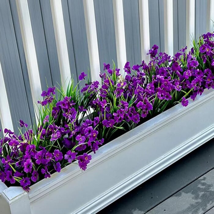 20 Bundles Artificial Flowers for Outdoors, UV Resistant Fake Flowers with Plastic Plants, Faux Silk Flowers for Outside Window Box Front Porch Hanging Planter Decor-Purple - Image 9
