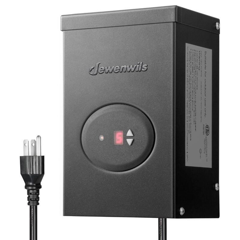 DEWENWILS 120W Low Voltage Landscape Transformer, Outdoor Transformer with Timer and Photocell Sensor, 120V AC to 12V AC, Weatherproof, for LED Lighting, Spotlight, Pathway Light, ETL Listed
