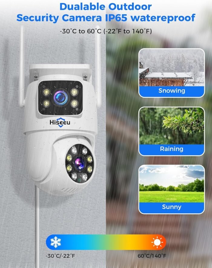 Hiseeu 2Pack Wireless Security Camera 5G/2.4G WiFi Camera Dual Lens PTZ Camera Outdoor Motion Tracking Color Night Version,No-Monthly Fees Works with Wireless Camera System/Alexa, Power Cord - Image 5
