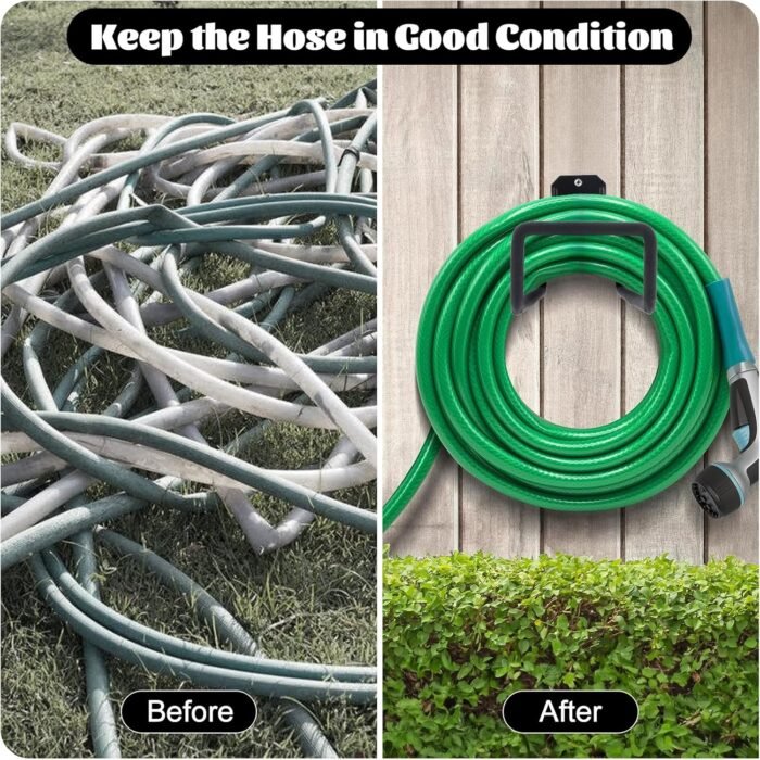 2 Pack Garden Hose Holder, Hose Reel Heavy Duty Hose Hanger, Wall Mounted Water Hose Holder Outdoor/Indoor Metal Durable Hose Hooks Ideal for Water Hose Storage Garden Yard Hold Max 154 Lbs- Black - Image 5