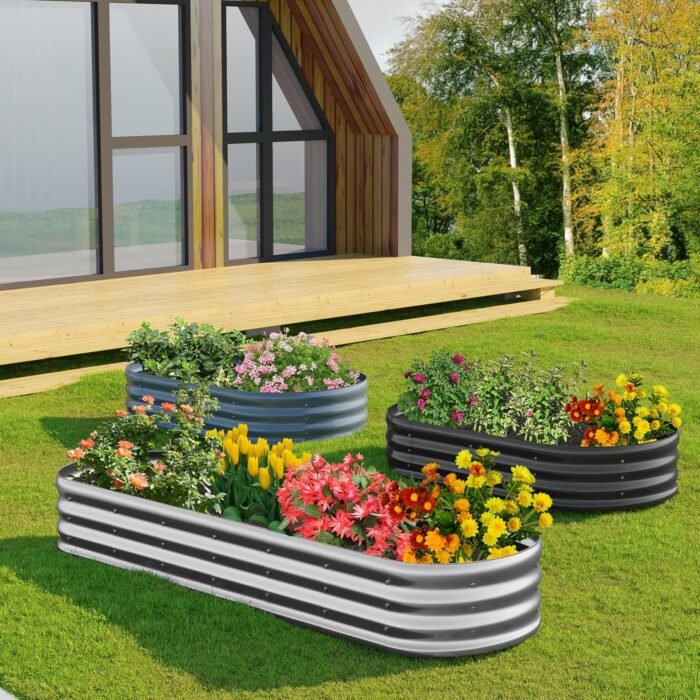 8x2x1FT Galvanized Raised Garden Bed Kit,Vegetable Boxes-Oval Metal Flower Box,Large Planter Raised Beds Outdoor Garden for Planting,Fruit,Herb-Sliver - Image 7