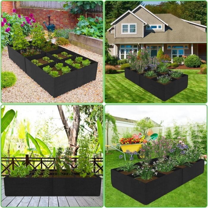 POILKMNI Fabric Raised Garden Bed, 232 Gallon 8 Grids Plant Grow Bags 8x4x1ft Large Garden Grow Bed Bags for Growing Herbs, Flowers and Vegetables - Image 6