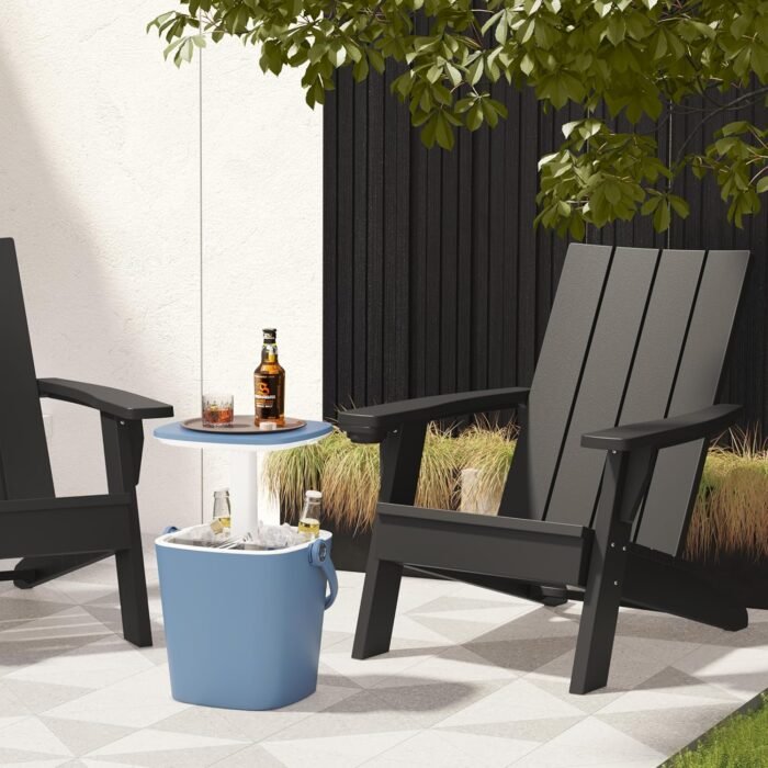 Adirondack Patio Chairs Set of 2,Black Lawn Adirondack Chair,Heavy Outdoor Chairs All-Weather,Pre-Assembled Fire Pit Chairs,Modern Adirondack Chairs for Patio Lawn Fire Pit Backyard Poolside Balcony - Image 3