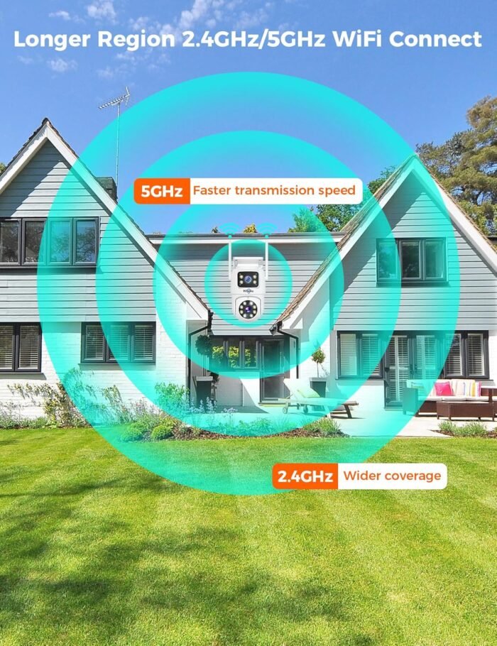 Hiseeu 2Pack Wireless Security Camera 5G/2.4G WiFi Camera Dual Lens PTZ Camera Outdoor Motion Tracking Color Night Version,No-Monthly Fees Works with Wireless Camera System/Alexa, Power Cord - Image 2