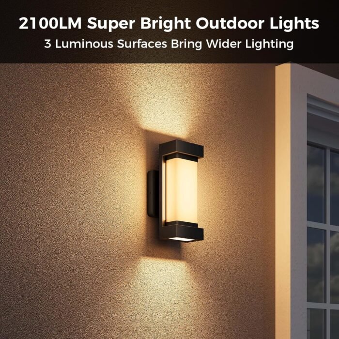 XMCOSY+ Outdoor Wall Lights, 2100LM Smart LED Porch Lights Outdoor, RGBCW Exterior Lighting Sconce, Wi-Fi Control, Compatible with Alexa, IP65 Waterproof, 1 Pack - Image 2