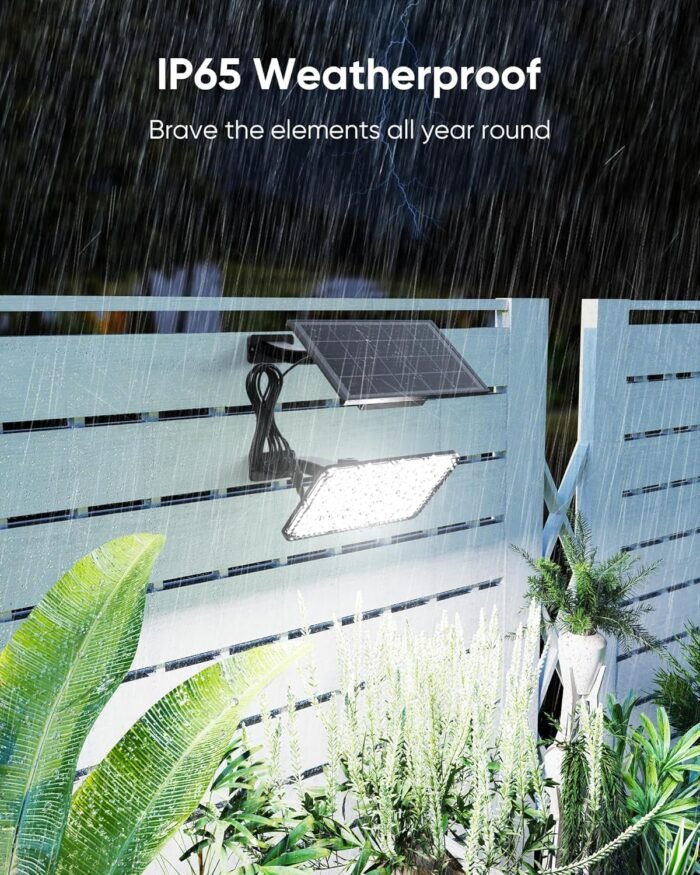 JACKYLED 1000 Lumens 299 LED Solar Lights Outdoor Bright Solar Dusk to Dawn Light with 4000mAh Battery, IP65 Waterproof Outdoor Solar Powered Security Flood Light for Wall Porch Shed Barn - Image 8