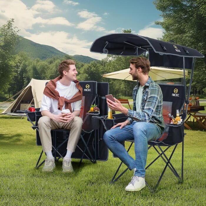 Nice C Chair with Canopy, Chairs with Shade, Heated Camping Chair, Outdoor Heated Chair, Canopy Chair, Heated Folding Chair, Heated Chairs Outdoor Sports, Sports Chair, w/Removable Footrest (1-Pack) - Image 2