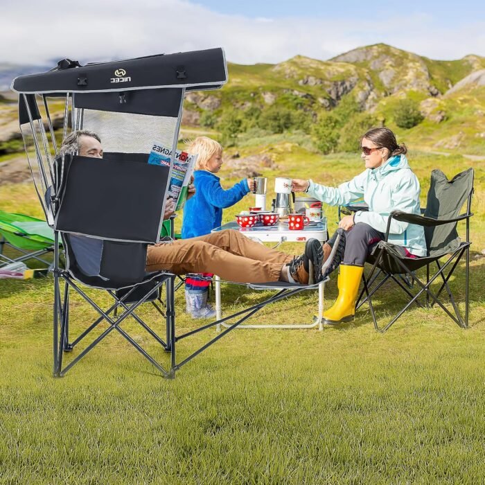 Nice C Chair with Canopy, Chairs with Shade, Heated Camping Chair, Outdoor Heated Chair, Canopy Chair, Heated Folding Chair, Heated Chairs Outdoor Sports, Sports Chair, w/Removable Footrest (1-Pack) - Image 8