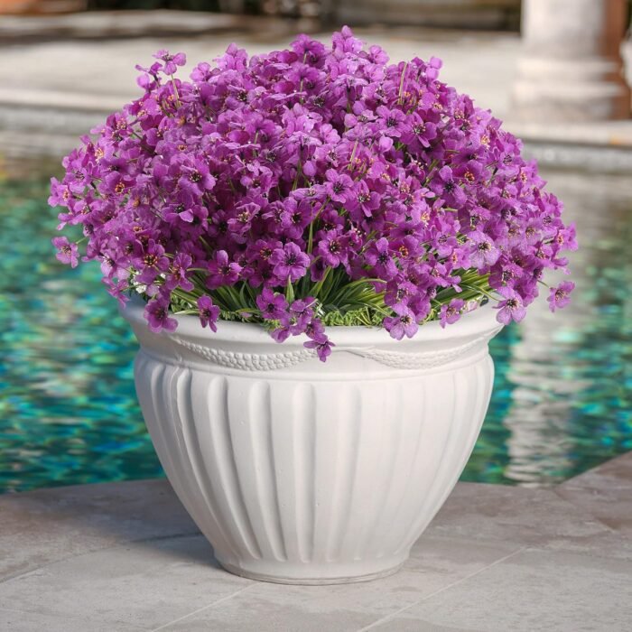 20 Bundles Artificial Flowers for Outdoors, UV Resistant Fake Flowers with Plastic Plants, Faux Silk Flowers for Outside Window Box Front Porch Hanging Planter Decor-Purple - Image 3