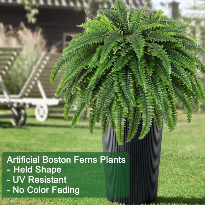 Single Silky Artificial Boston Fern Bush, 49Inch Large Artificial Ferns for Outdoors, Large Faux Ferns Artificial Plants,Suitable for Decorating Office, Living Room Faux Greenery,95Branches - Image 4