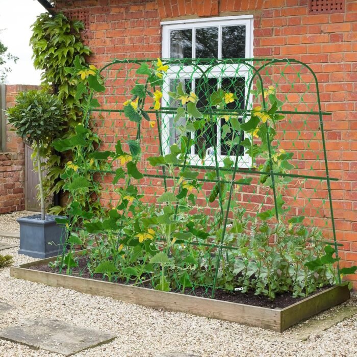 65"×65" Upgrade Heightened Cucumber Trellis for Raised Bed,U-Shape Garden Trellis for Climbing Plants Outdoor,Adjustable Metal Arch Vegetables Trellis with Climbing Net for Tomato,Bean,Grape,Zucchini - Image 7