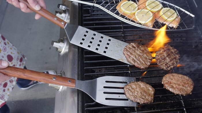 RSVP International Endurance BBQ Grill Spatula Flipper, 18" | Flip Burgers & Other Food w/ Long Handle that Keeps Hands Safe from Fire | Made from Stainless Steel & Rosewood - Image 4