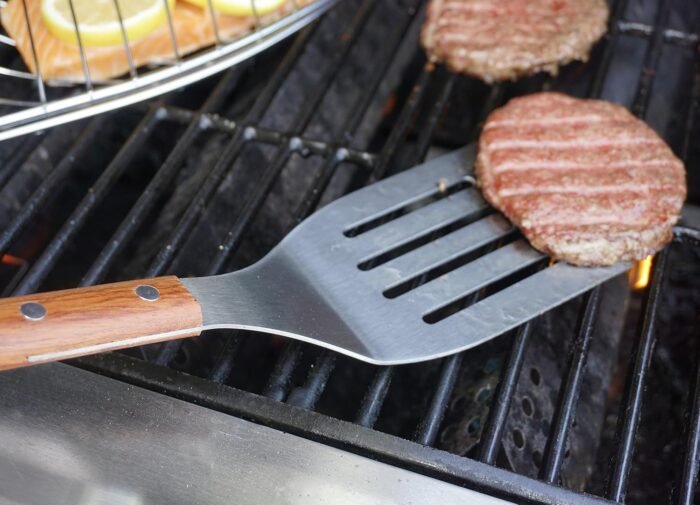 RSVP International Endurance BBQ Grill Spatula Flipper, 18" | Flip Burgers & Other Food w/ Long Handle that Keeps Hands Safe from Fire | Made from Stainless Steel & Rosewood - Image 2
