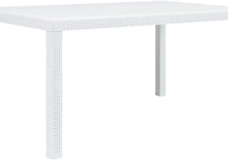 Patio Table White 59"x35.4"x28.3" Plastic Rattan Look - Outdoor Garden Table - Garden Table for Dining and Entertaining