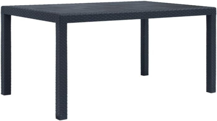 vidaXL Anthracite Patio Table with Rattan Look Design | Durable & Weather Resistant | Lightweight Outdoor Dining Table for Garden, Patio or Campsite - Dimensions 59"x35.4"x28.3".