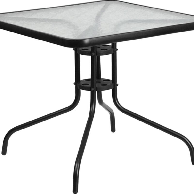 Flash Furniture Barker 31.5'' Square Tempered Glass Metal Table