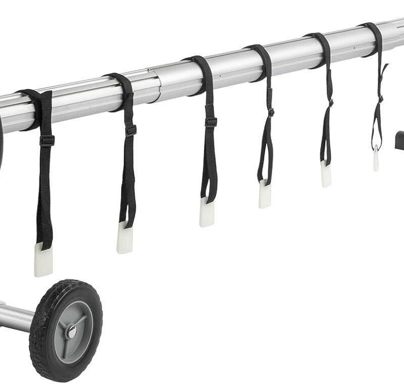 Outvita 18FT Pool Cover Reel Set, Solar Cover Aluminum Roller with Rubber Wheels for Inground Outdoor Swimming Pools, Adjustable Above Ground Pool Blanket Reels, Black