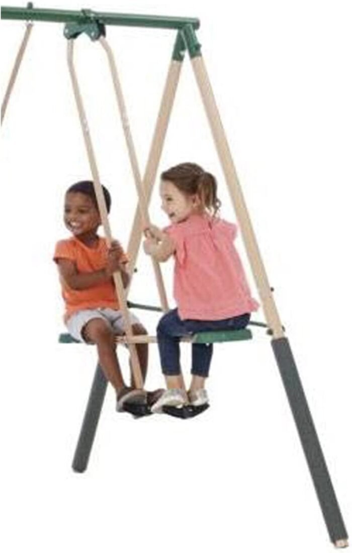 XDP Recreation Central Park Swing Set, 6 Child Capacity, Backyard Playset with Slide, Trapeze, Fun-Glider, and 2 Traditional Swing Seats, Green - Image 7