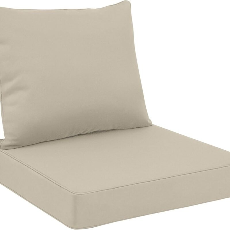 Favoyard Outdoor Seat Cushion Set 24 x 24 Inch Waterproof & Fade Resistant Patio Furniture Cushions with Removable Cover Deep Seat & Back Cushion with Handle and Adjustable Straps for Chair Sofa Couch