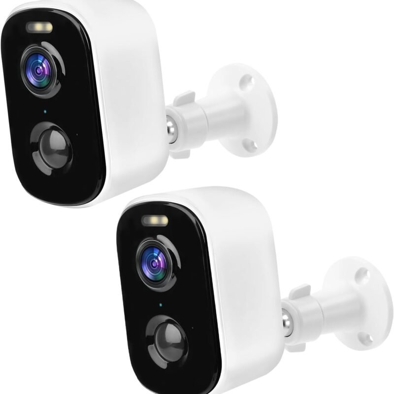 Cameras for Home Security, 1080P Security Cameras Wireless Outdoor with Motion Detection Spotlight/Siren Alarm Color Night Vision 2-Way Talk Waterproof SD/Cloud Storage Battery Powered WiFi Cam 2-Pack