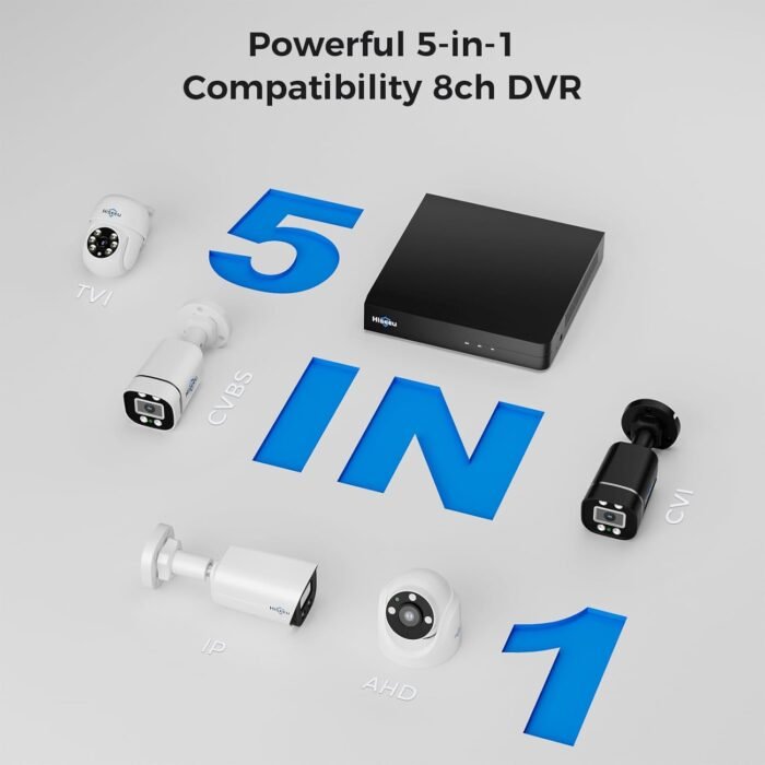 Hiseeu 3K Outdoor Wired Security Camera System with 8CH 5MP DVR & 8 PTZ Cameras,360° Coverage,Smart Dual Light & Audio,Person/Vehicle Detection,3TB HDD,100ft Night Vision,24/7 Recording,Smart Playback - Image 8