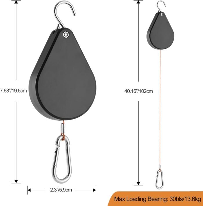 Upgraded Retractable Plant Hanger,Plant Pulleys for Hanging Plants,Easy to Raise and Lower,Auto Lock,Heavy Duty, Adjustable Hook for Garden Baskets Pots,Birds Feeder,(3Pcs,Black) - Image 5