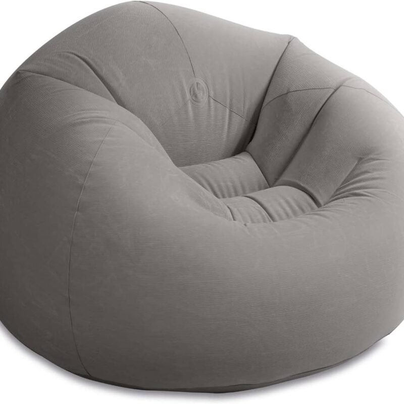 Intex 68579EP Beanless Bag Inflatable Lounge Chair: Corduroy Textured Flocking – Durable Vinyl – Folds Compactly – 220lb Weight Capacity – 45" x 45" x 28"