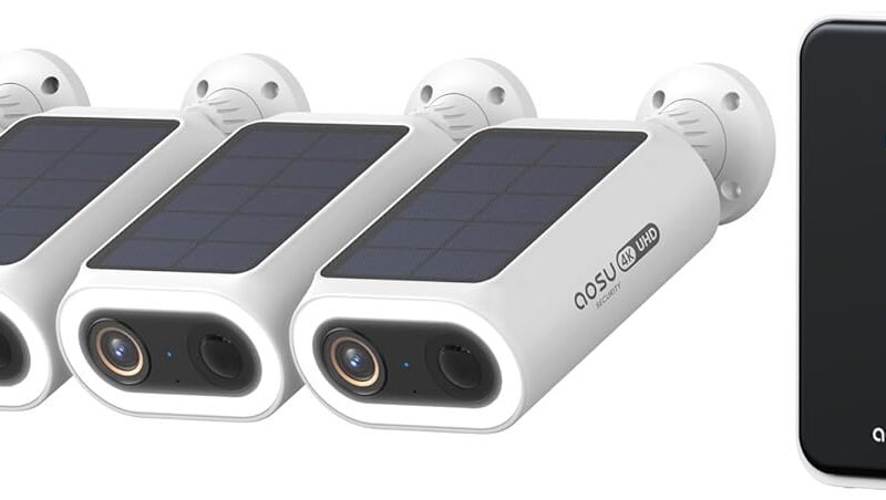 AOSU 4K Security Cameras Wireless Outdoor, 4-Cam Kit, Smart Home Security System with HomeCortex, Al Face Recognition & Behavior Detection, 16TB Expandable Local Storage, Integrated Solar Panel